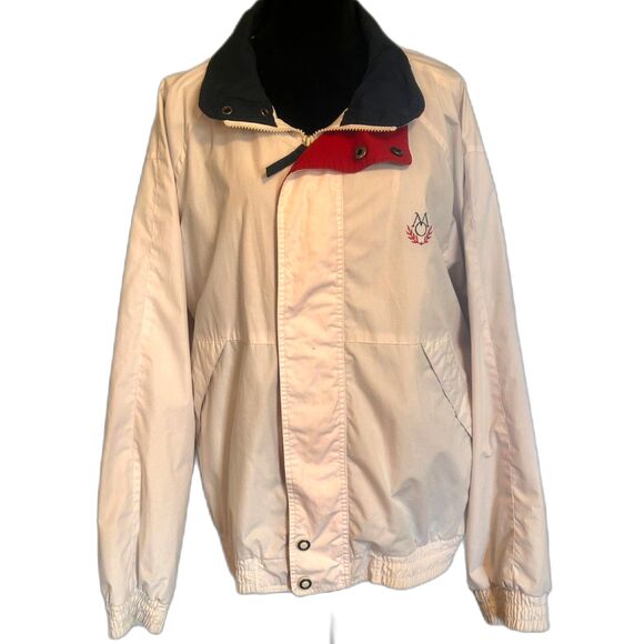 Vintage Members Only Jacket Mens Size XL Full Zip Snap Ivory Navy Red - Picture 1 of 14